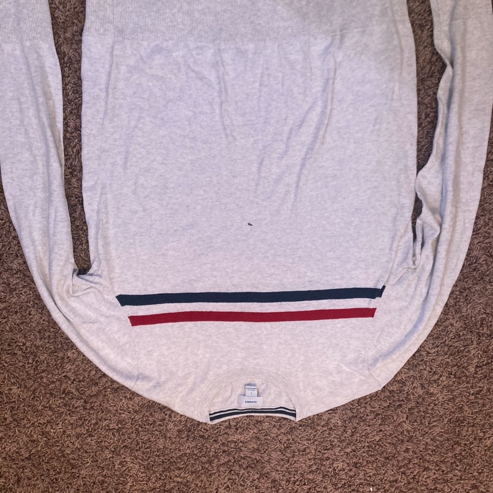 Gray Sweater with Striped Detail